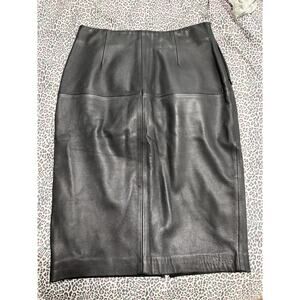 Melani Soft Genuine Leather Black XS High Waisted Skirt Luxe Office Siren Pencil